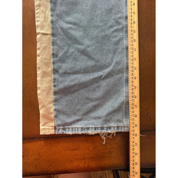 Beautiful Soul Light Wash Wide Leg Jeans Blue Tan Side Stripe Drawstring 32x29 - Picture 7 of 8